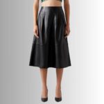 "Front view of leather biker skirt"
