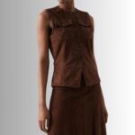 Front view of suede vest for women