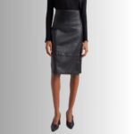 "Front view of women's leather pencil skirt"