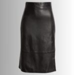 "Full view of women's leather pencil skirt"