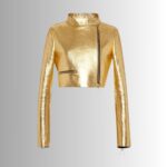 Gold Leather Jacket - Front View