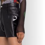 High Waisted Leather Shorts - Close-up