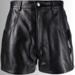 High Waisted Leather Shorts - Front View