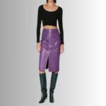 Leather Purple Skirt - Front View