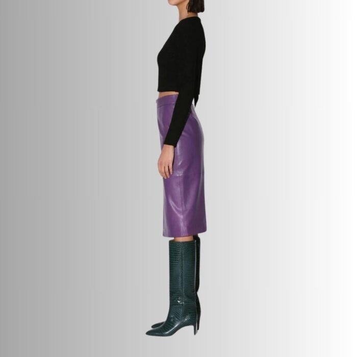 Leather Purple Skirt - Side View