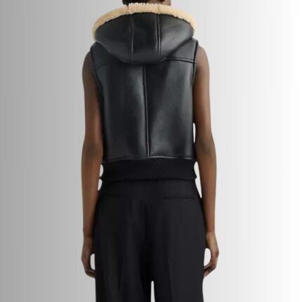 Leather and Fur Vest - Back View