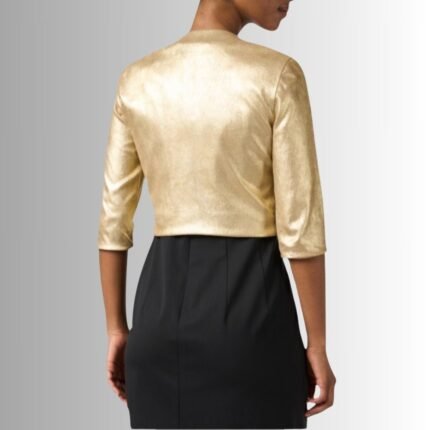 Metallic Gold Leather Jacket - Back View