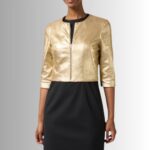 Metallic Gold Leather Jacket - Front View