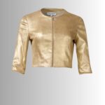 Metallic Gold Leather Jacket - Front View