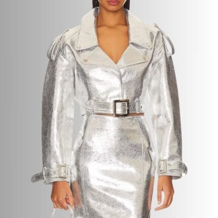 Metallic Leather Jacket - Front View