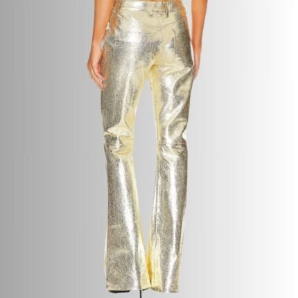 Metallic Leather Pants - Back View