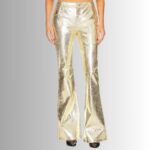 Metallic Leather Pants - Front View