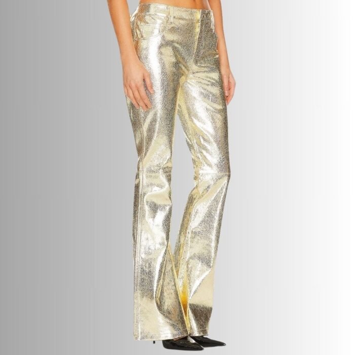 Metallic Leather Pants - Side View