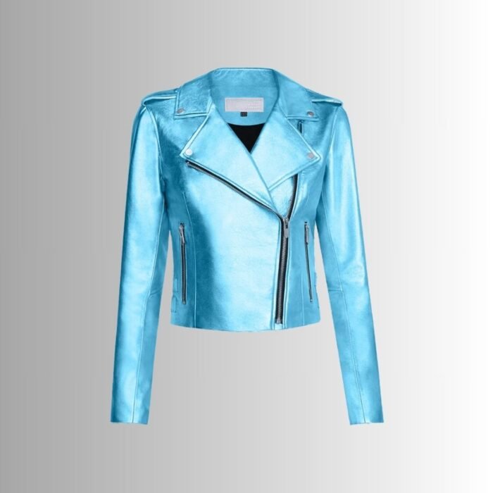 Metallic leather jacket-front view 1