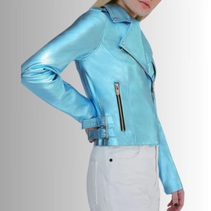 Metallic leather jacket-side view