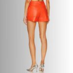 Orange leather shorts - back view