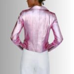 Pink metallic leather jacket-back view