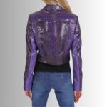 Purple Leather Jacket Women - Back View