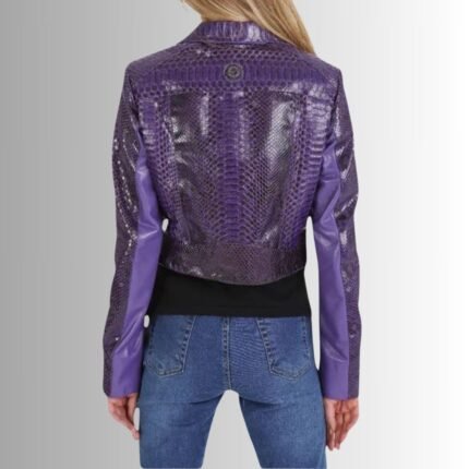 Purple Leather Jacket Women - Back View