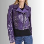 Purple Leather Jacket Women - Front View