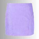Purple Leather Mini Skirt - Front View
