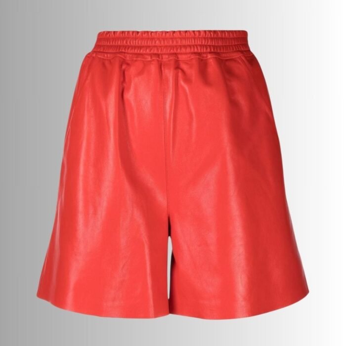 Red leather shorts - Front view