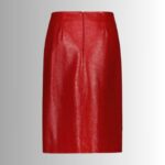 Red leather midi skirt - Back view