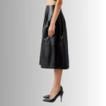 "Side view of leather biker skirt"