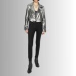 Silver Leather Jacket Women - Full View