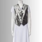 Silver Leather Vest - Front View