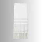 White Leather Fringe Skirt - Full View