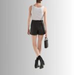 Women's Black Leather Shorts - Back View