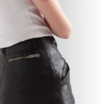 Women's Black Leather Shorts - Close-up