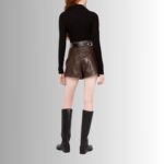 Women's Brown Leather Shorts - Back View