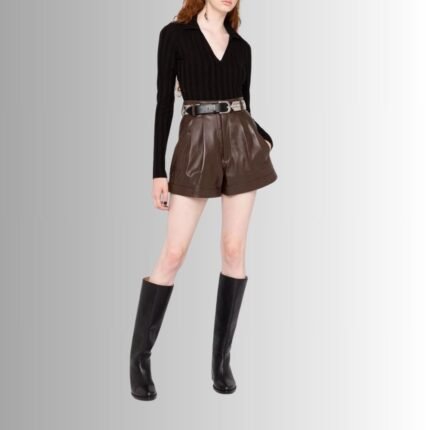 Women's Brown Leather Shorts - Full Picture