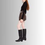 Women's Brown Leather Shorts - Side View