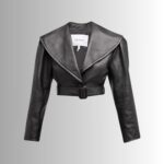 Women's leather biker jacket-front view 1